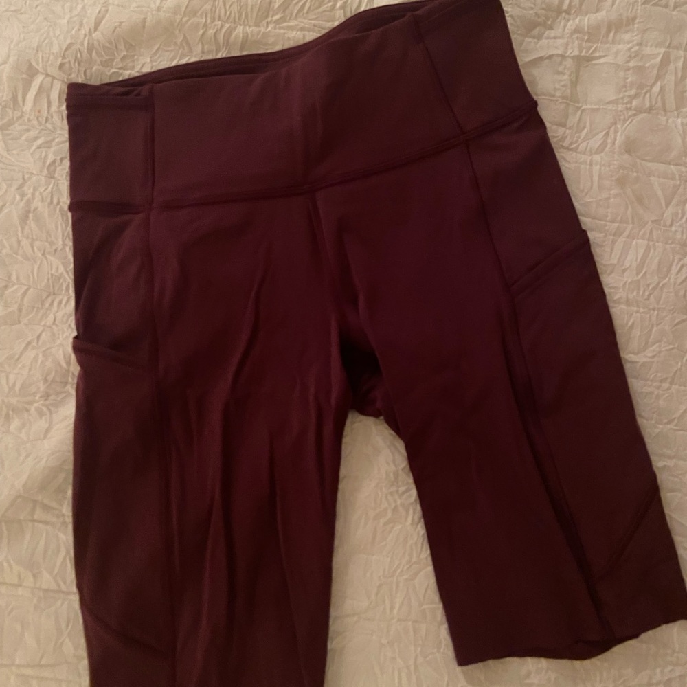 Burgundy Lululemon bike shorts size 8